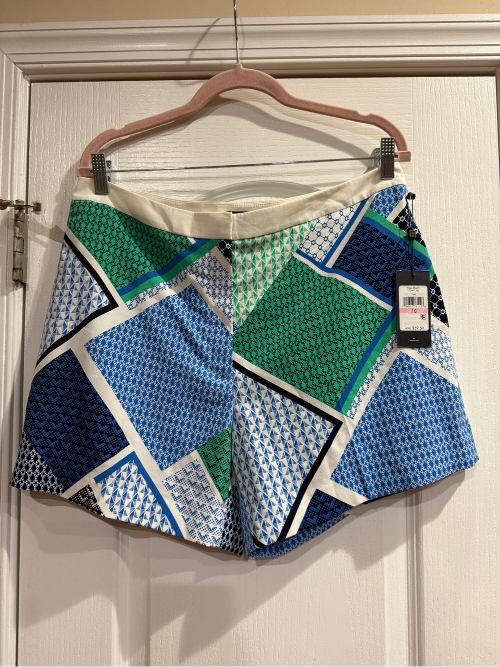 Tommy Hilfiger Blue & Green Geo-Block A-Line Skort